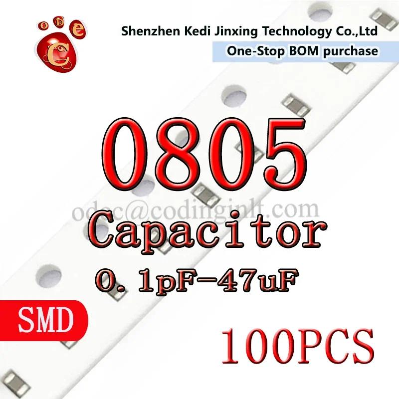 100PCS 0805 Capacitor 6.3V 10V 16V 470nf 680nf 1uf 2.2uf 3.3uf 4.7uf 10uf 22uf 47uf 2012 metric