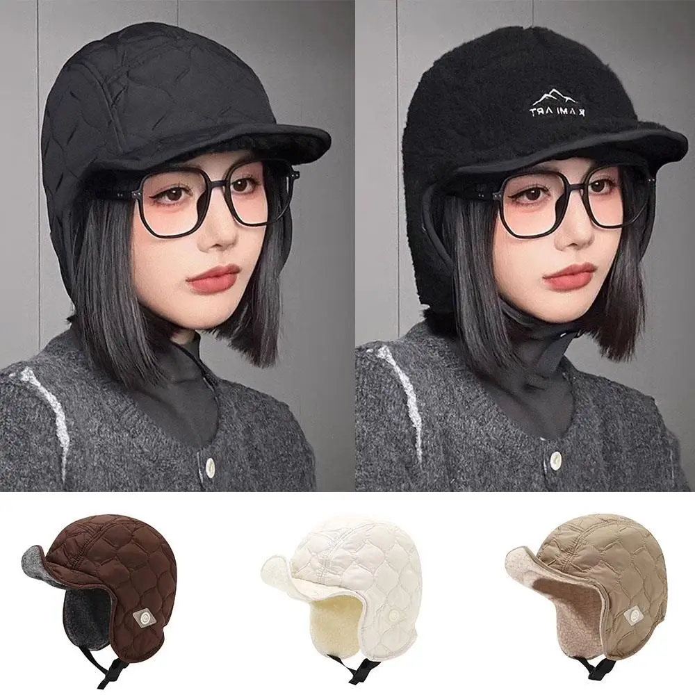 Retro Japanese Solid Velvet Pilot Hat Winter Outdoor Warm Lamb Wool Ear Protection Windproof Skiing Bomber Hats For Men Women