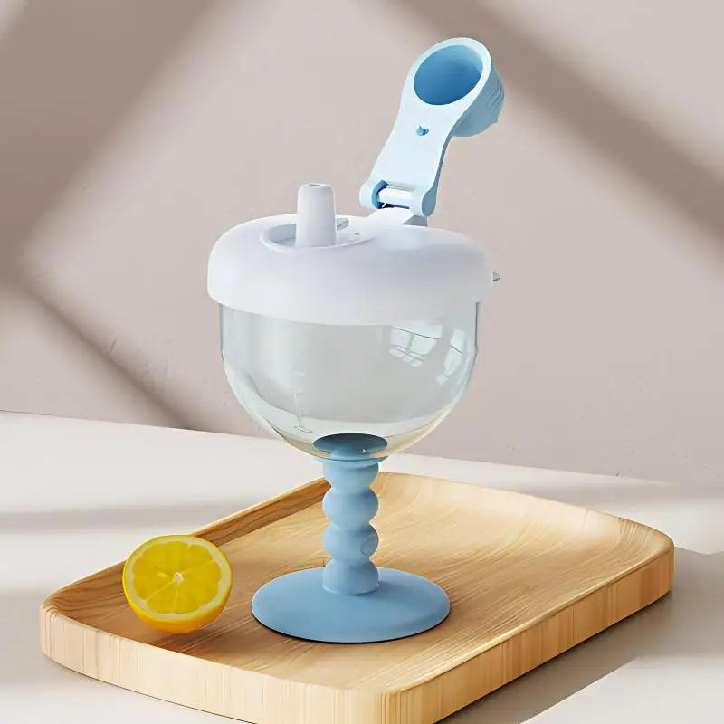 새로운 180ML 플라스틱 재질의 재미있는 파티용 고블릿 컵, 뚜껑과 눈금이 있는 어린이용 빨대컵, 파티, 축제, 생일에 적합, 튼튼한 디자인