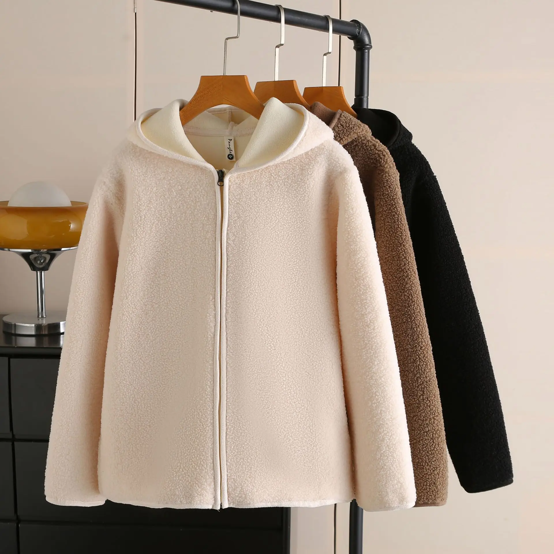 XXXXL Fashion Plus Size Women's Coat 2025 Winter New Casual Hooded Fleece Warm Zipper Jacket 1060