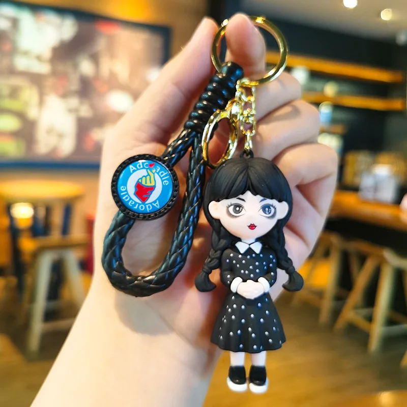 

Wednesday Addams Keychain Anime Figures Addams Skirts Dress Up Pendants Doll Car Key Chain Bag Keyring Pendant Birthday Gift