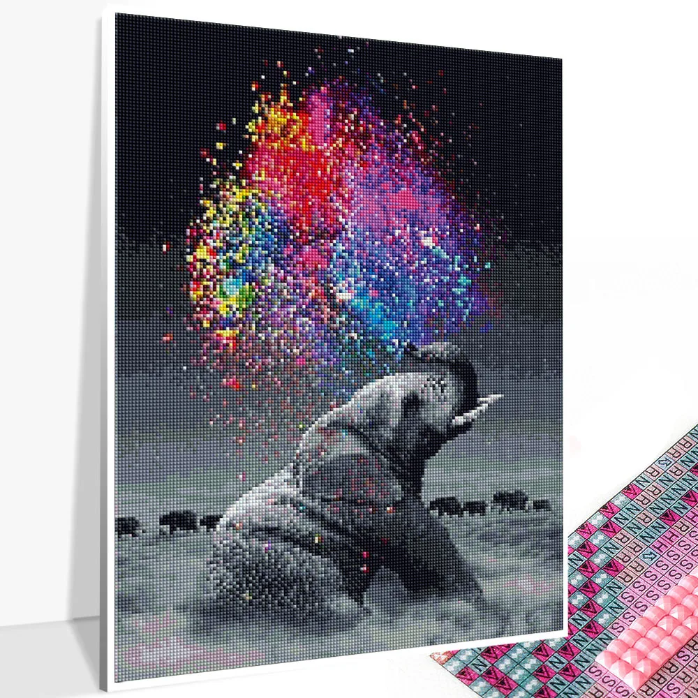 Huacan 5D Elephant Diamond Painting Animal Full Square Drill Wholesale Embroidery Cross Stitch Diamond Painting  Art Crafts Kit
