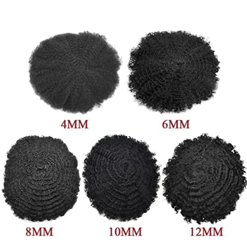 Parrucchino Parrucche Capelli Umani Per Gli Uomini Traspirante Protesi Capillare da Uomo Afro Capelli Ricci Protesi Uomo Sistema di Capelli Del Merletto Per Gli Uomini - immagine 5