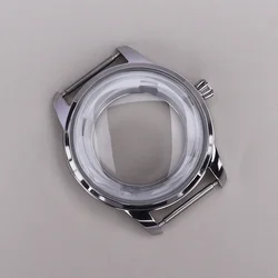 Elegant Stainless Steel Watch Case with Arched Glass and Transparent Back - Available in Silver, Gold, and Rose Gold Finishes - NH35 NH36 NH38 (Silver 40MM Case)
