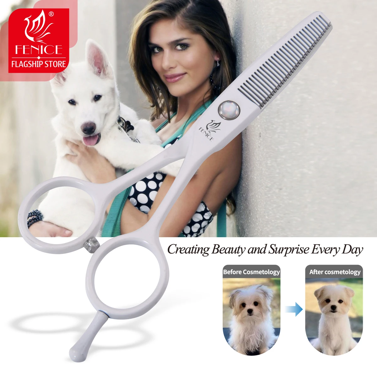Fenice professional 5.0 inch Pet Grooming Scissors Dog/Cat Animals Thinning Shears Dog Scissors Thinning Rate 25-30%,dog grooming scissors