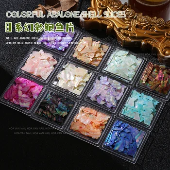 Ultra-thin, aesthetically pleasing shell pieces for Japanese-style shell nail decorations; abalone shell pieces. 1