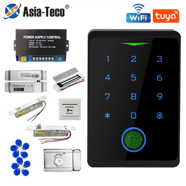 Tuya WIFI Fingerprint Access Control Kits Security Protection Waterproof Outdoor Keypad Door Opener Rfid Digital Electronic Lock 1