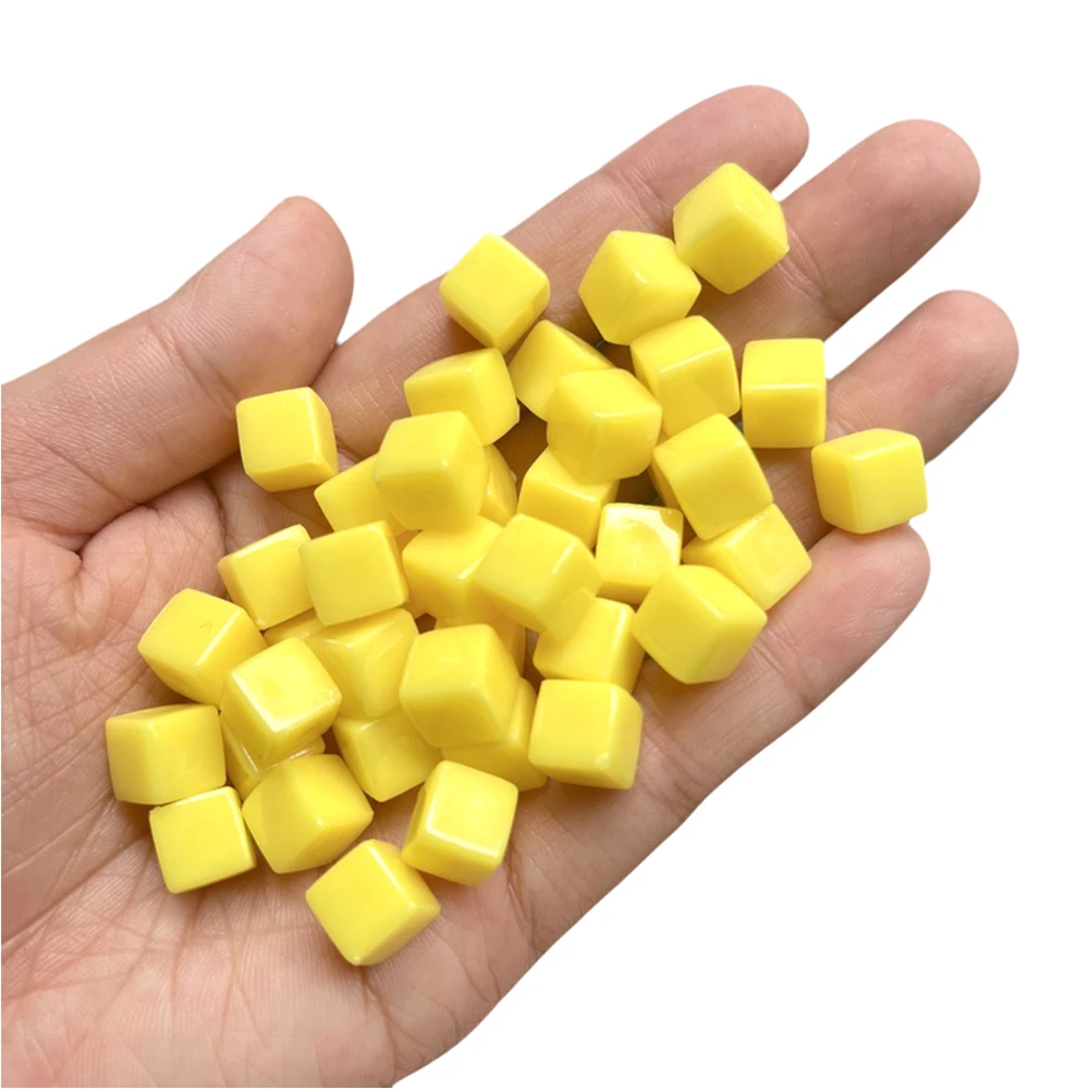 Solid Color Gold and Black Acrylic Dice Set - 50-Piece Blank Square Cubes, 8mm