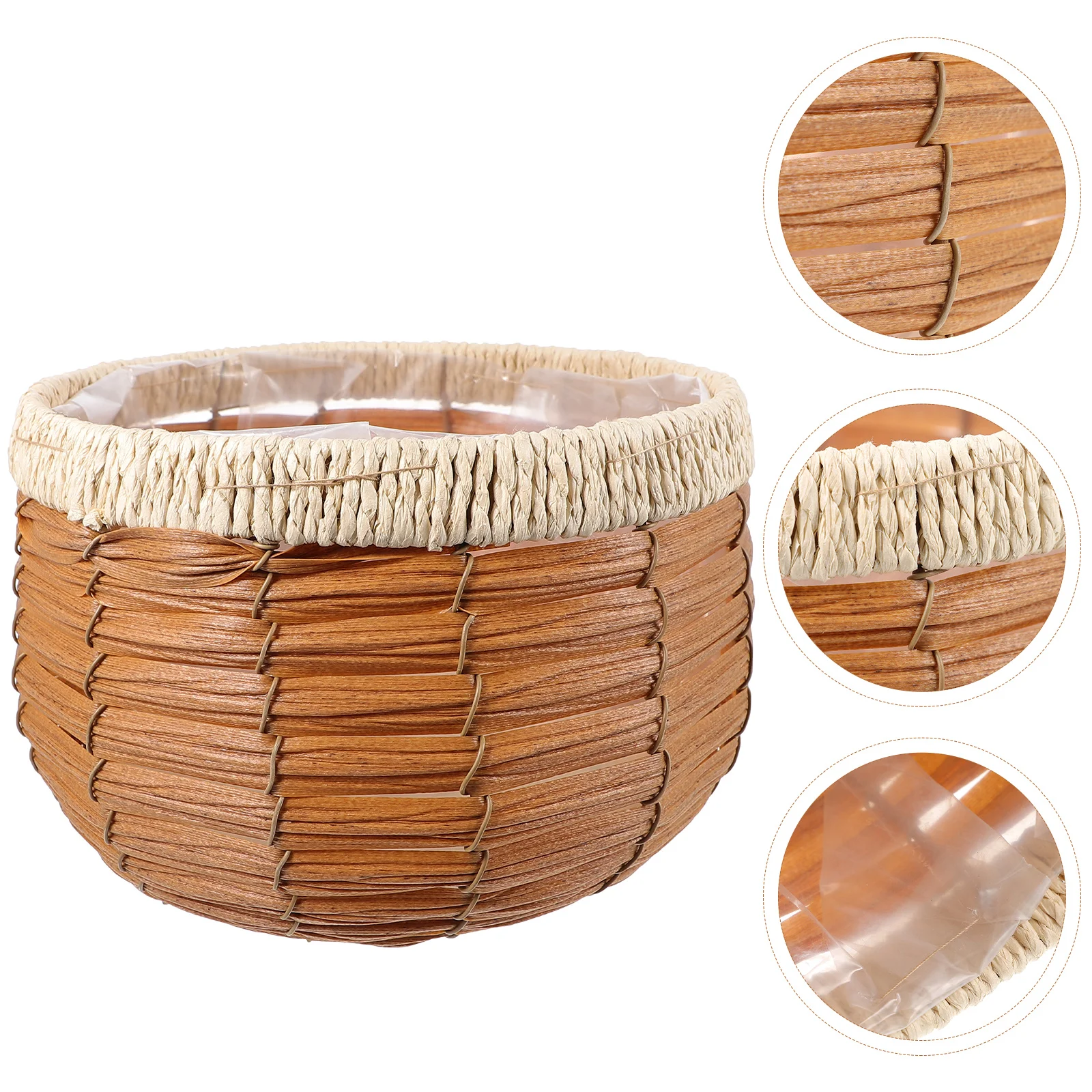 

Woven Flower Basket Rattan Straw Weaving Basket Plant Flower Pots Cover Plant Pot Container Farmhouse Planter Basket