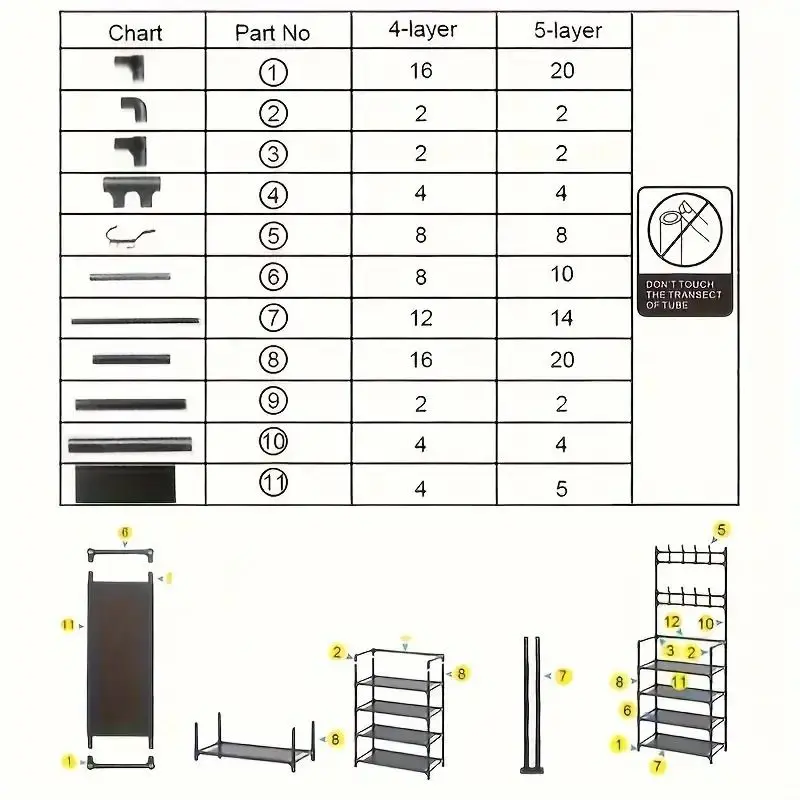 4/5-tier multifunctional metal coat rack with 8 double hooks - Space-saving storage solution for entryways 4