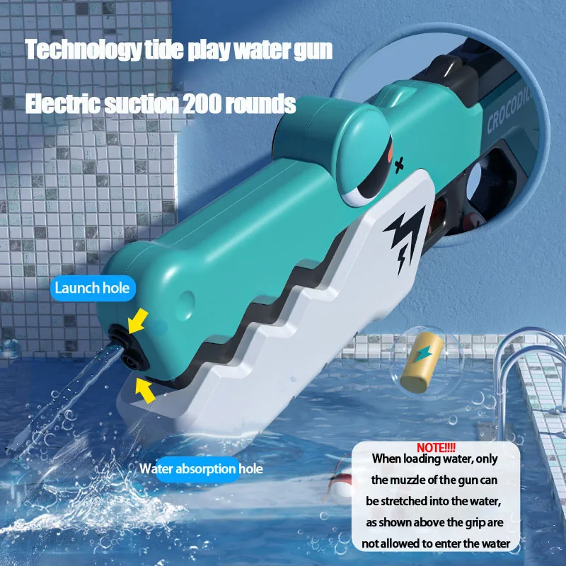 Crocodile Water Gun Automatic Electric Water Guns Toy Children's Large Size  Water Pistol outdoor Summer Pool Toys Boy 4