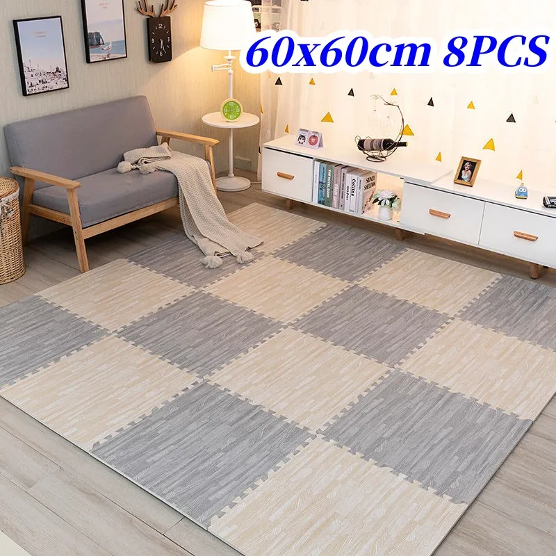 Baby Game Mat 60x60cm Wood Grain Play Mats 8PCS Floor Mats Thick 1cm Puzzle Mat Foot Mat Play Mats Activities Mat for Baby Mats kids early education toys baby play mats toddlers child educational piano mat play mats various sounding music mats 4 6 years