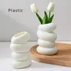 Plastic Spiral White Vase Nordic Creative Flower Arrangement Container For Kitchen Living Bedroom Home Decoration Ornament 1