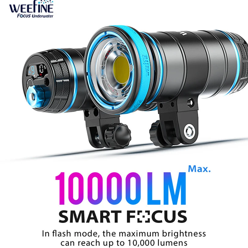 

WEEFINE WF074 Smart Focus 10000 Lumens Video Light Scuba Diving Lamp Underwater Photography Gear