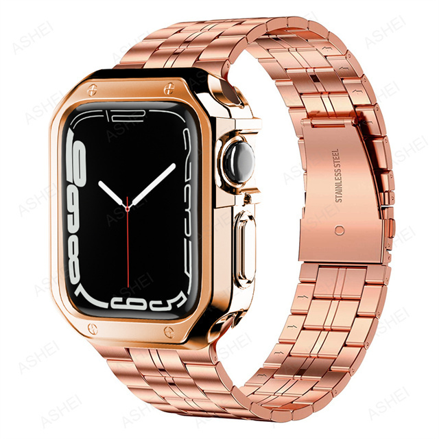 Case for Apple Watch 41mm 45mm 40mm 44mm 38mm 42mm Series 7 6 SE 5 4 3 Watch Band Ultra-thin Stainless Steel Bracelet