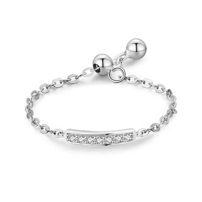 

S925 Silver Minimalist Geometric Sparkling Diamond Ring for Female European and American niche Instagram Versatile Adjustable
