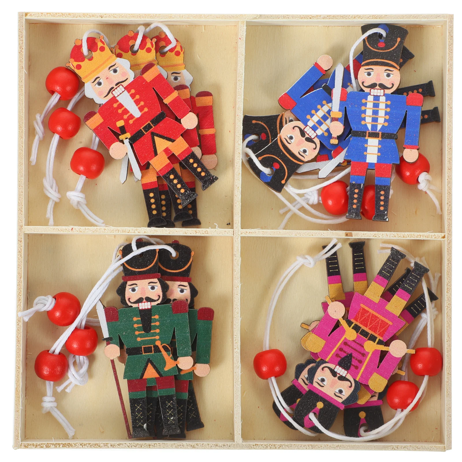 

12 Pcs Colorful Walnut Soldier Christmas Tree Ornaments Nutcrackers Craft Xmas Hanging Decorations Wood