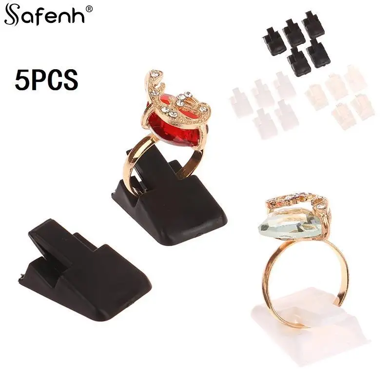 5pc/lot Mini Ring Holder Stand Plastic Ring Jewelry Display Rack Ring Storage Organizer Shelf Ring Decoration Clip Stand Plastic 3 colors plastic jewelry bird tree display stand holder fashion organizer tower for earring necklace ring bracelet rack