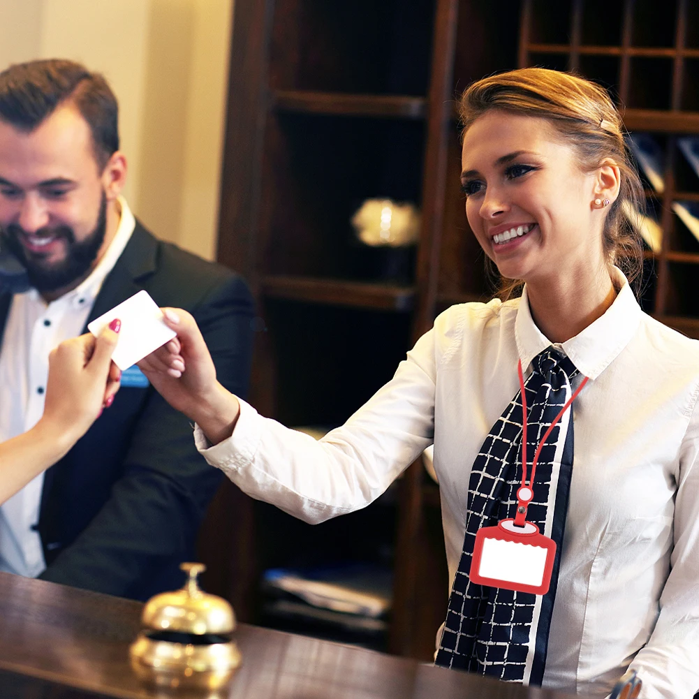 간호사 ID 배지 거치대 카드 보호대 목 걸이식 분리형 끈, 교사 의사 이름 태그, 수평 클리어 윈도우 학생