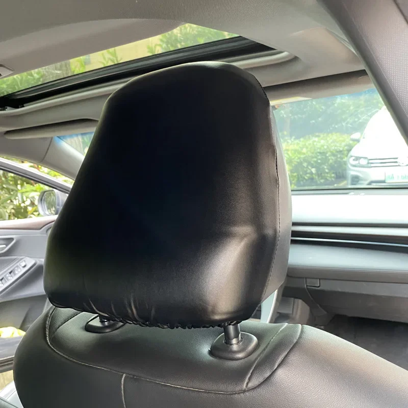 Car Headrest Universal Waterproof Pu Elastic Leather Car Headrest Cover All-Inclusive and Traceless Dust Cover Car Truck Suv Auto Accessories