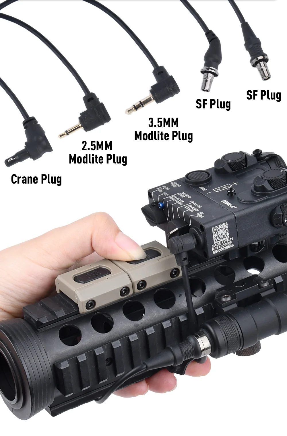 Wadsn taktischer Druck fernsc halter Doppel funktion Heck Mod button Kranst ecker peq15 dbal a2 Laser ar15 Airsoft M600 Taschenlampe – Detail 3
