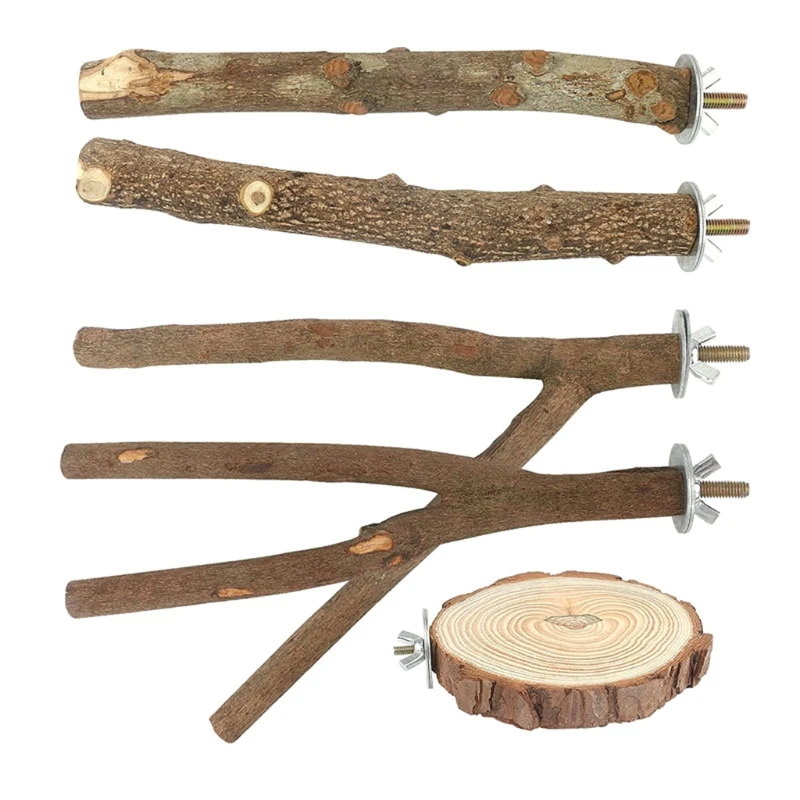 

5-Pack Parrot Toy Bird Perch Wood Platform Stable Scrub Station Cage Аксессуары