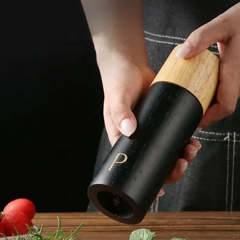 7-inch Wooden Salt and Pepper Grinder Set Manual Spice Black Pepper Grinder Adjustable Ceramic Core Base Kitchen Gadgets