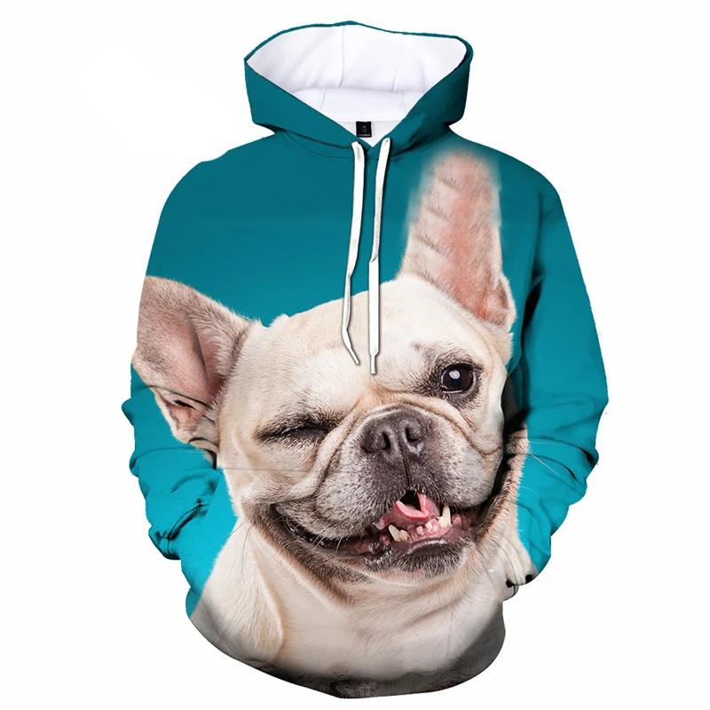 Hoodies For Men Women Cool Bulldog Dog 3D Printed Harajuku Fashion Hoodies Long Sleeve Sweatshirts Pullover Oversized y2k Hooded
