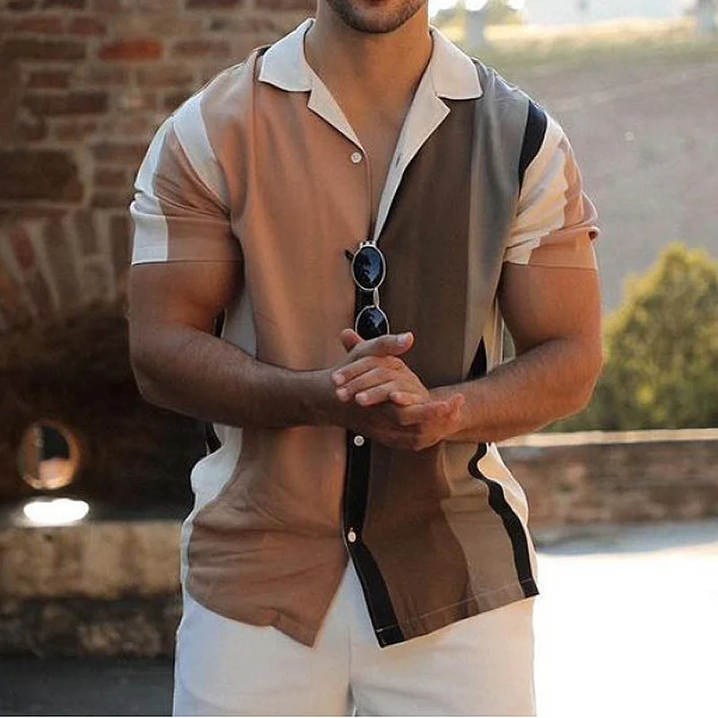 

Men Clothing 2023 New Men's Printed Hawaiian Beach Casual Short Sleeve Shirt Cardigan