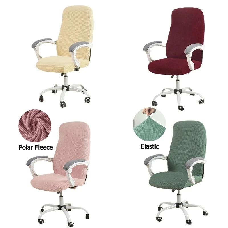 

Polar Fleece Office Chair Cover Water Resistant Jacquard Office Computer Chair Covers Elastic Armchair Slipcover for Living Room