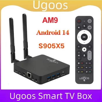 Original Ugoos AM9 Smart TV Box Android 14 Amlogic S905x5 LPDDR4X 4GB 64GB WiFi BT5.2 LAN 1000M with BT Voice Remote Set Top Box