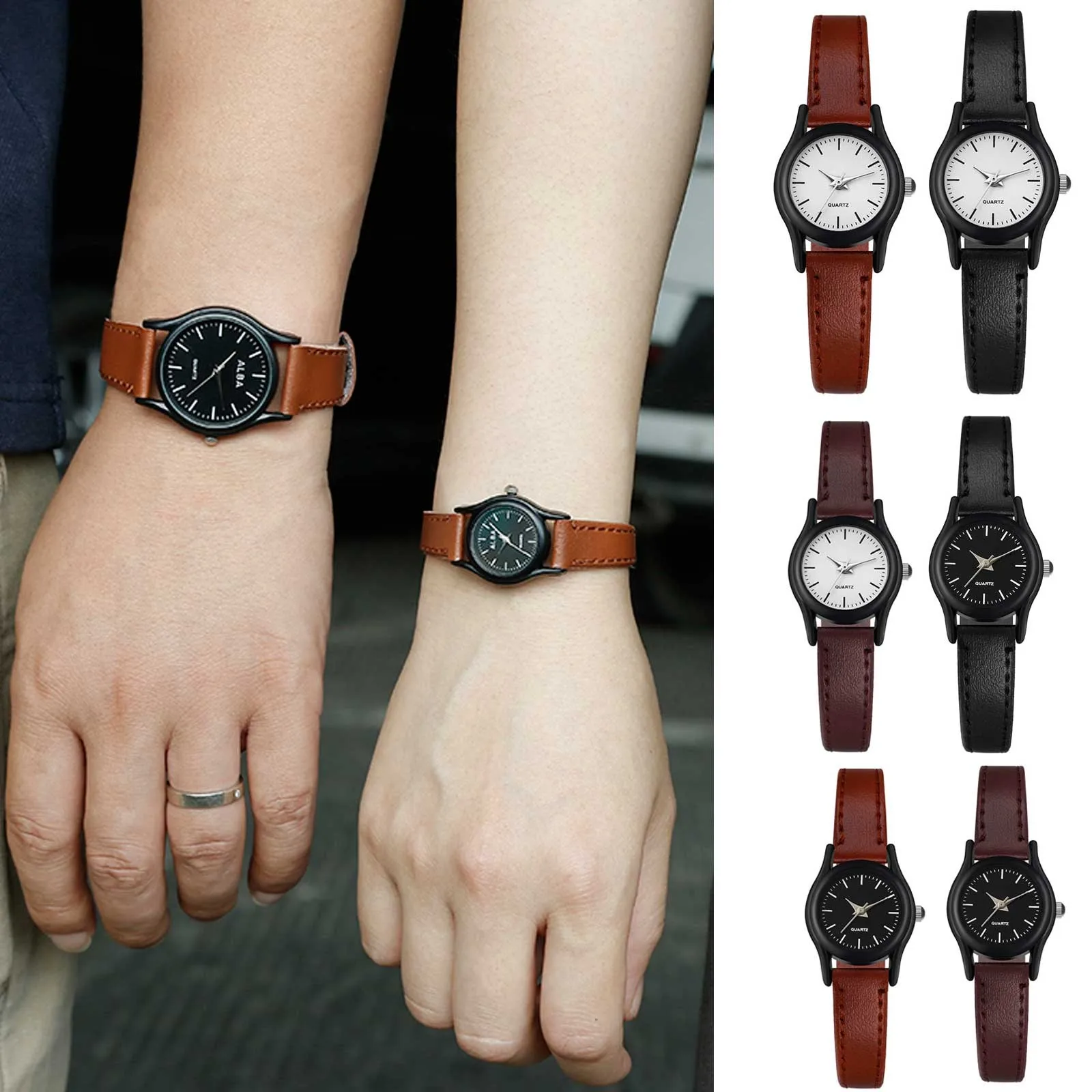 Hot Sale Classic Lovers Watches Men Women Casual Leather Strap Quartz Boy Girl Pair Wristwatch Couple Watch Gift High Quality 6