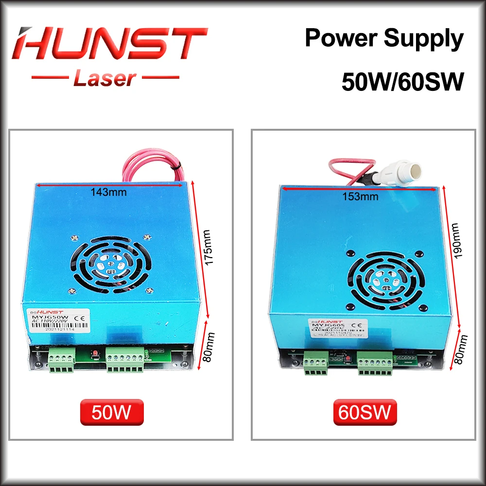 Hunst MYJG-50W 60 Вт CO2 лазерный источник питания 110 В/220 В генератор для 40 ~ 70