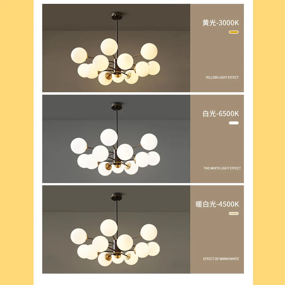 Modern luxury chandelier lighting living room glass LED chandelier ceiling Nordic dining room bedroom kitchen ceiling light