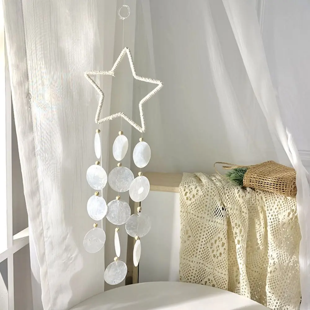 

Moon Shell Simple Home Decor Birthday Gift Handmade Hang Window Wood Crafts Wind Chime Shell Ornament Shell Pendant