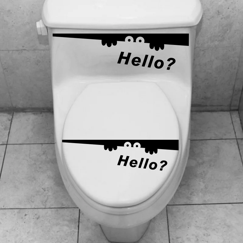

HELLO peep-eyed Toilet Stickers Wall Decorations Diy Vinyl Self Adhesive Home Decoration Decals Mural Poster Waterproof Wallpap