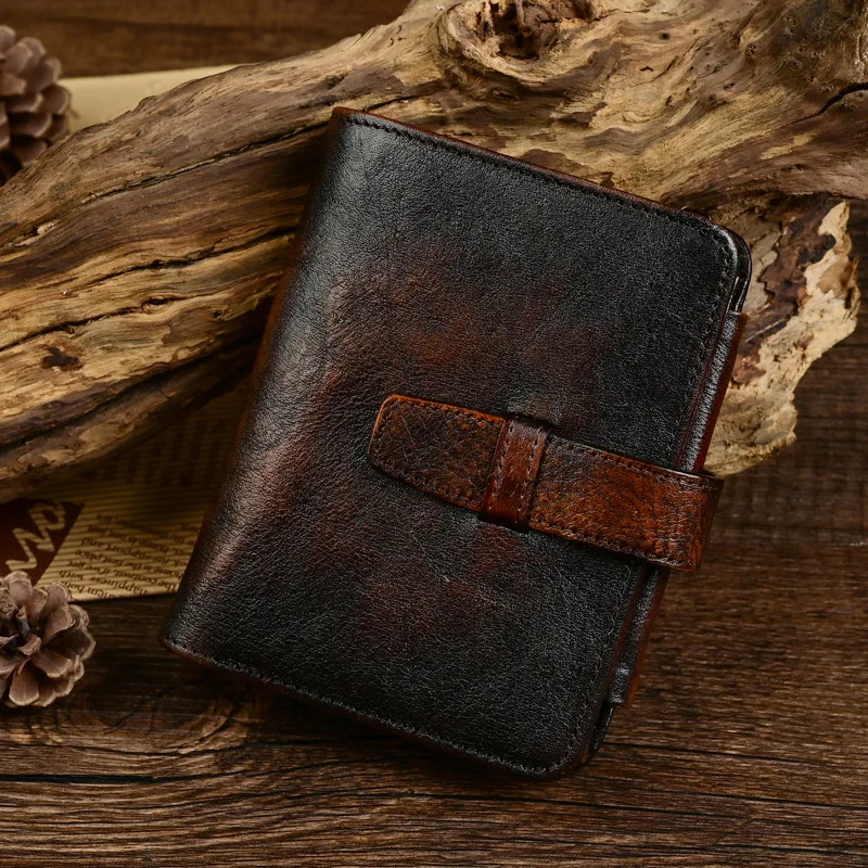 New Arrival Men's Genuine Leather Short Wallet Head Layer Cowhide Vintage Wallet