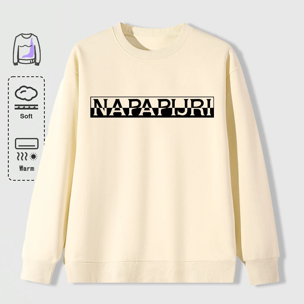 Misaligned Artistic Letters Printed Sweatshirts Men Soft Vintage Pullovers Street Oversize Top Unisex Autumn Casual Clothes