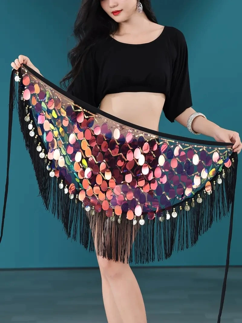 Boho Fringe Skirt Tassel Sequined Wrap Belt Skirt, Performance Custume