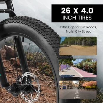 26 inch Mountain Bike, Full-Suspension 21 Speeds Drivetrain with Disc-Brake MTB Bicycle, 26*4 3