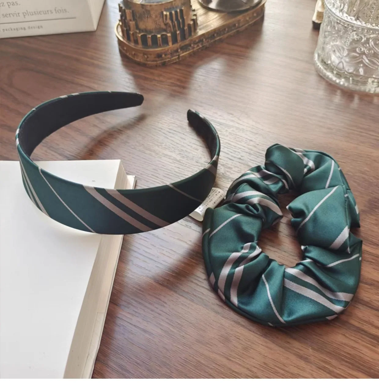 Wizard Magic Stripe School Slytherin Hair Rope Cosplay Head Wear Scrunchie Headband Hair Accessories Headwear Props Party