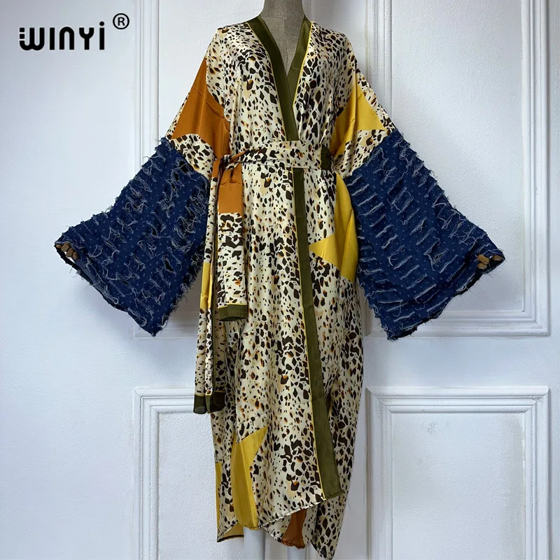 WINYI kimono Africa maxi dress beach wear cover-up elegant Cardigan beach  outfits for women Fashion print Jeans design sexy coat - AliExpress  200000345