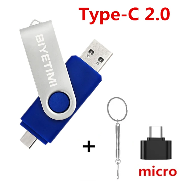 Biyetimi Type C usb flash drive 128GB OTG 2.0 64GB pen drive 32GB real capacity usb флэш-накопител memory stick for phone ＆ cPC Blue