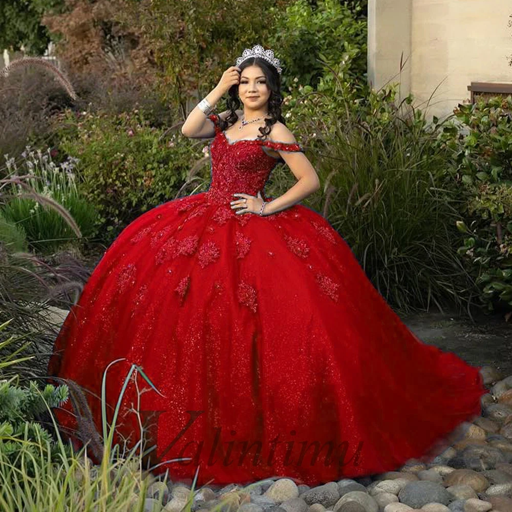 Valintimu Glamorous Off the Shoulder Quinceanera Dress Appliques Beads Lace Up Sweep Train 15 Anos Vestido Made to Order Plus quinceanera dresses