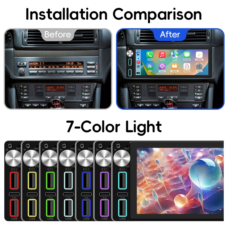 1Din Car Radio Stereo 6.86 Inch Carplay Android Auto Multimedia Video Player IPS