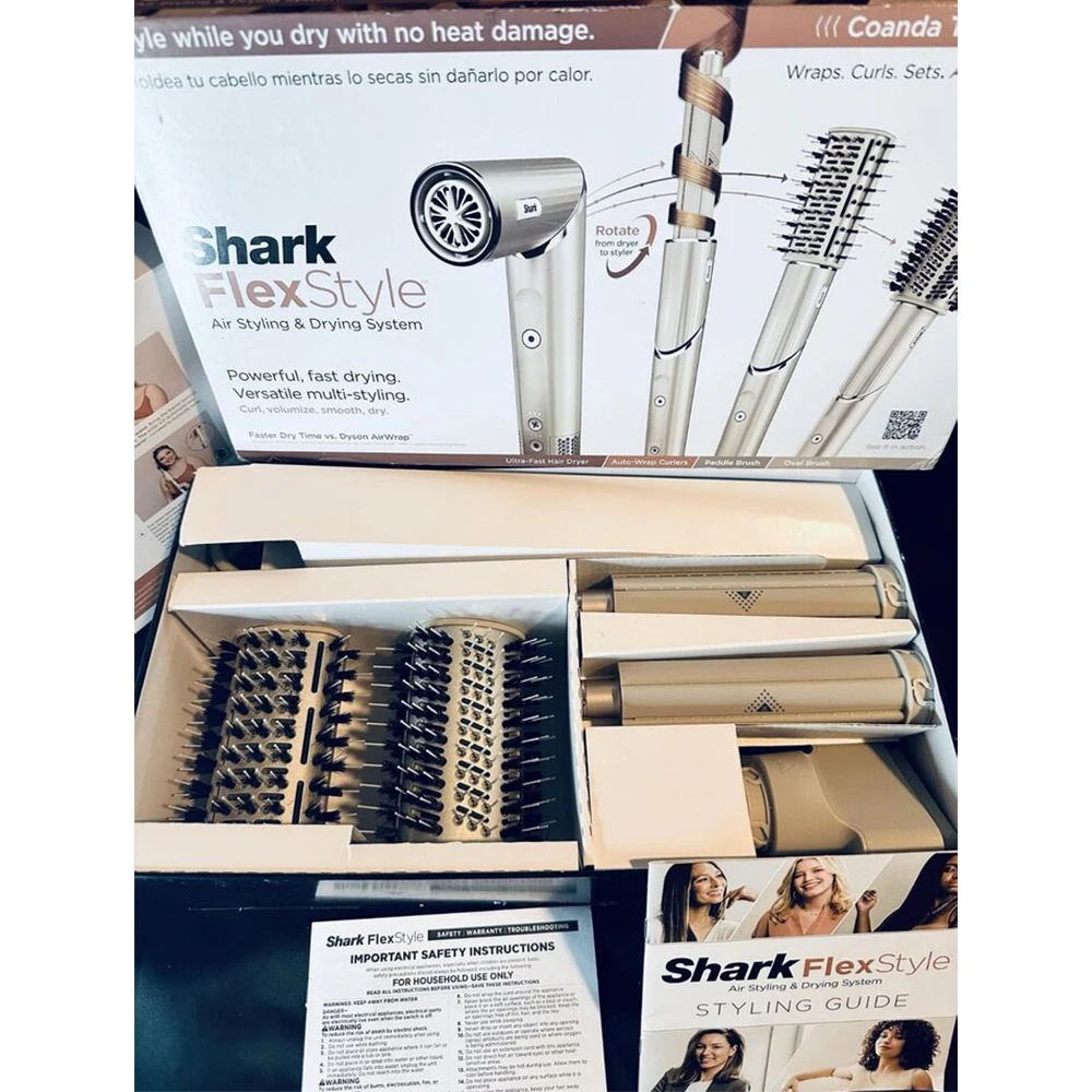Hair Dryer Shark HD430 FlexStyle Negative Ion Hair Dryer&Airwrap Powerful Hair Dryer Brush & Multi-Styler with Auto-Wrap Curlers