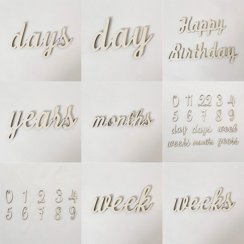 

Newborn Wood Chip Card Photography Props Set Number Letters Date Props Dropship