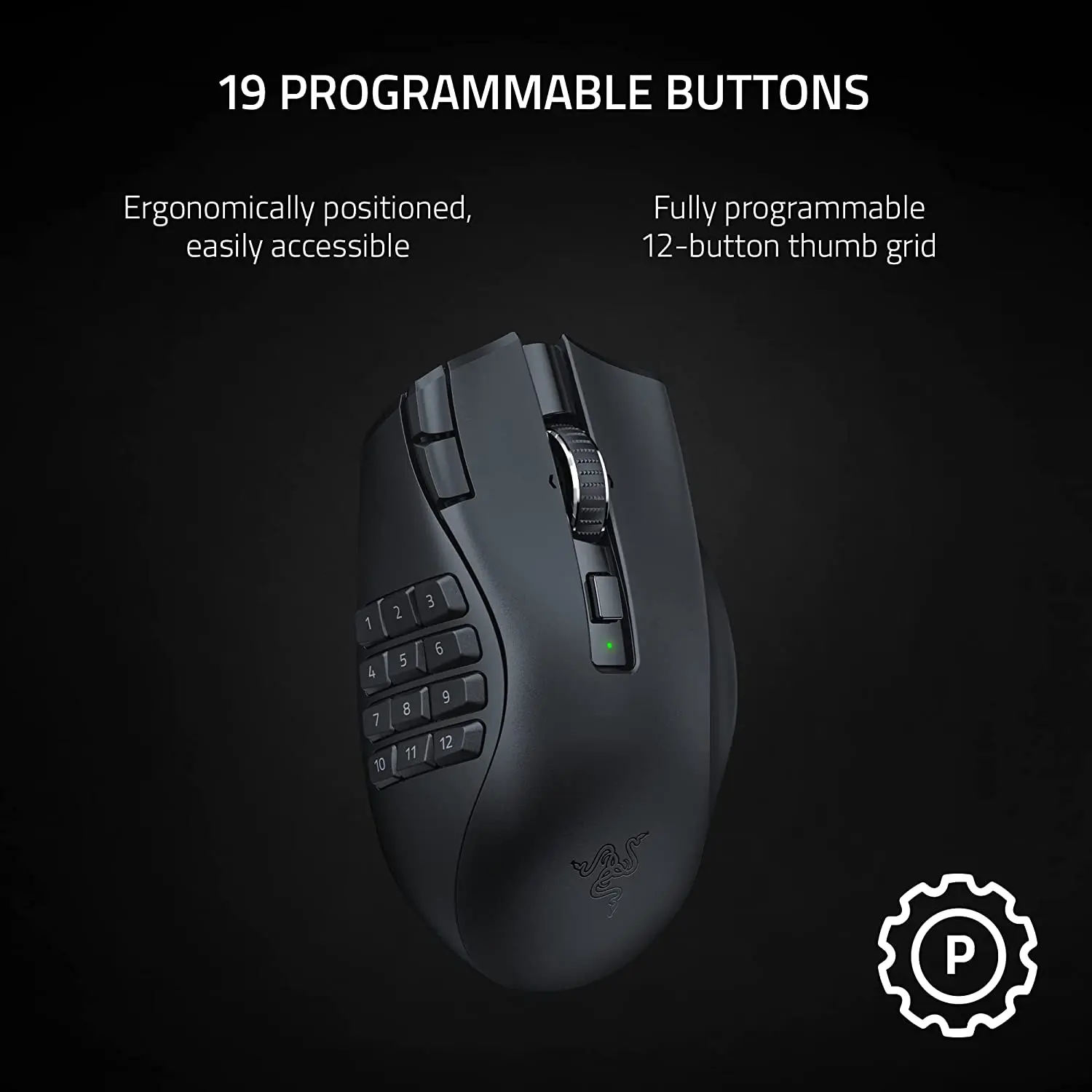 Razer Naga V2 HyperSpeed Wireless MMO Gaming Mouse 19 Programmable 