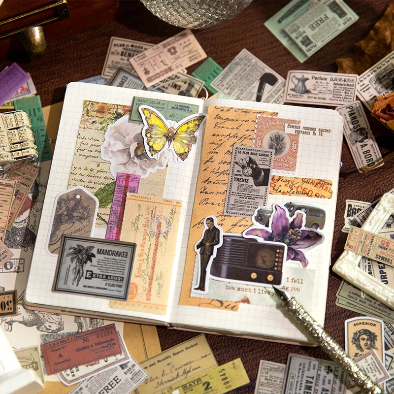 

Vintage Style Scrapbooking Stickers Decor Planner Handmade Supplies Aesthetic Scrapbooking Diary Art Collage Material For School