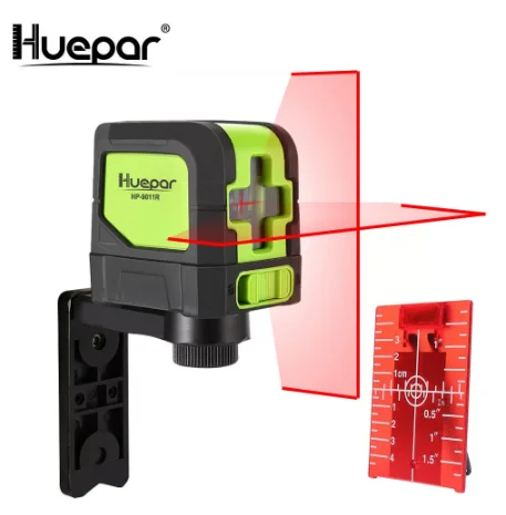 

Huepar 2 Lines Red Beam Laser Level 9011R Self Levelling ( 4 degrees) Horizontal & Vertical Cross-Line with Magnetic Base